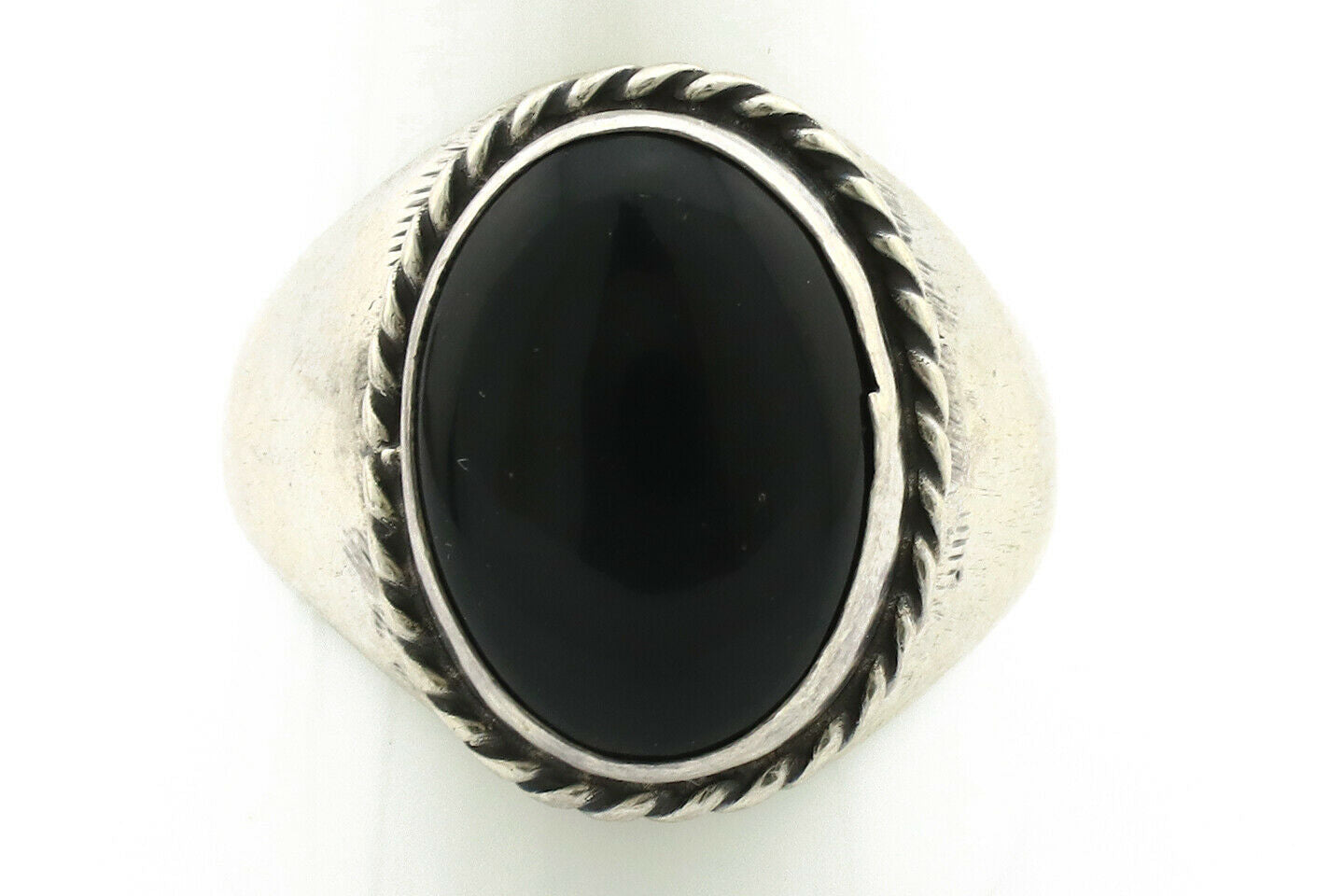 Navajo Ring .925 Silver Black Onyx Native American Artist C.80's