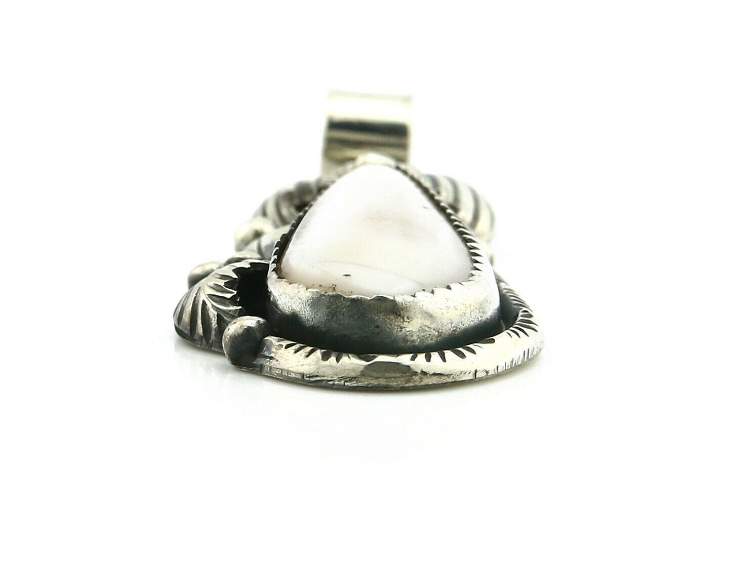 Navajo Pendant .925 Silver Real Natural Pink Mussel Signed Yazzie C.80's