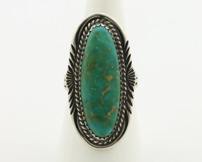 Navajo Ring .925 Silver Blue Gem Turquoise Artist Signed USA C.80's