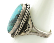 Navajo Ring .925 Silver Natural Blue Turquoise Native Artist Signed C.80's