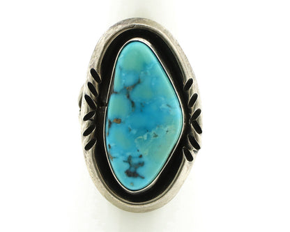 Navajo Ring 925 Silver Blue Turquoise Artist Signed HC C.80's