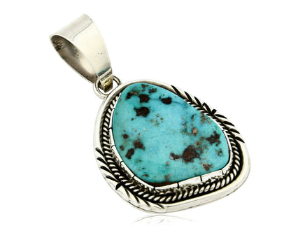Navajo Turquoise Pendant .925 Silver Handmade Signed Lee Bennett C.80's