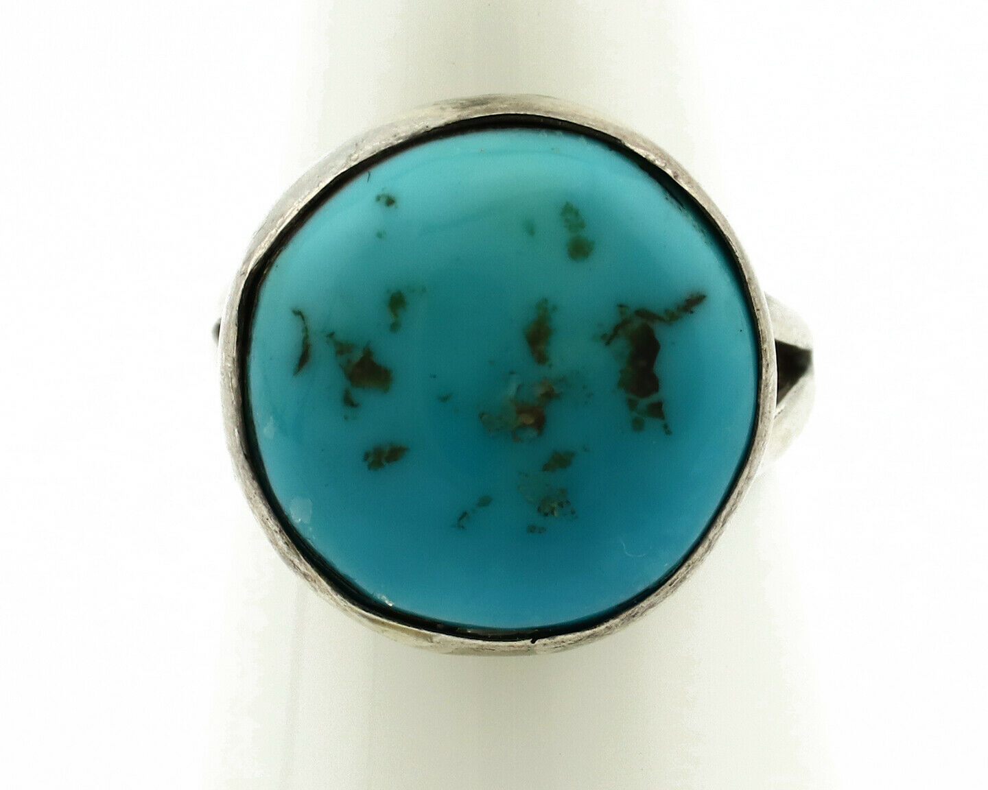 Navajo Ring .925 Silver Natural Blue Turquoise Signed Apache C.80's