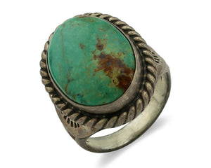 Navajo Ring 925 Silver Turq Mtn Turquoise Native American Signed C.80's