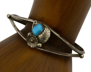 Navajo Bracelet .925 Silver Sleeping Beauty Turquoise Native C.80's