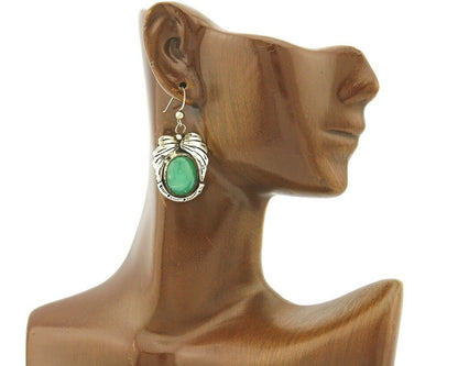 Women's Navajo Earrings .925 Silver Real California Jade Signed LL C.70's