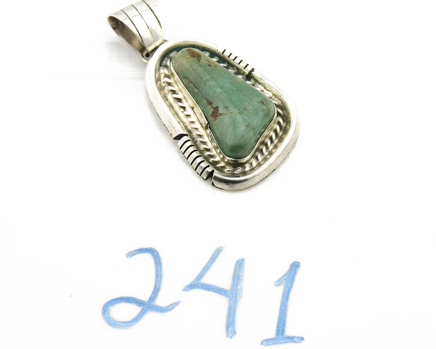 Navajo Pendant .925 Silver Royston Turquoise Signed Artist NS C.80's