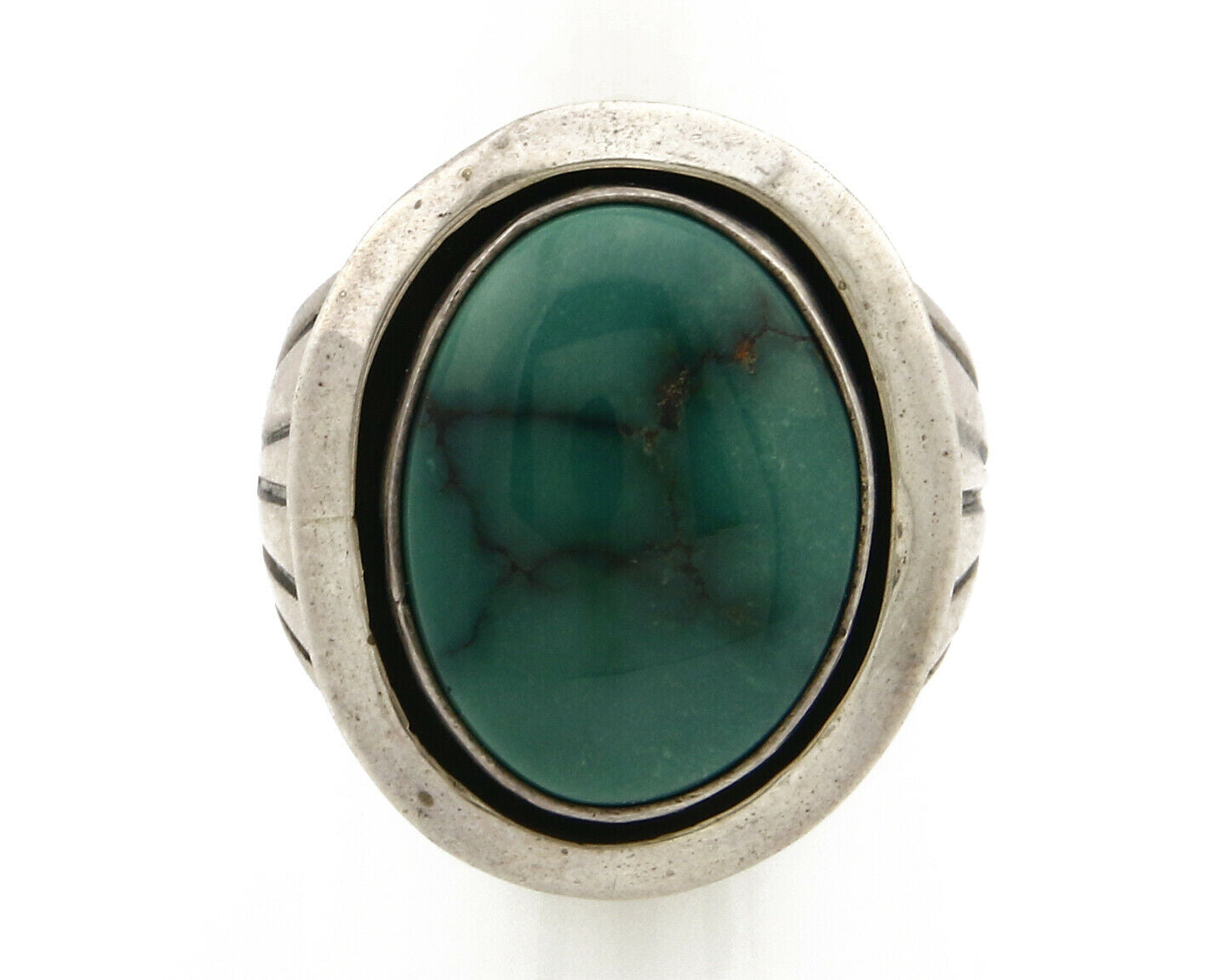 Navajo Kingman Turquoise Ring .925 Silver Artist Signed Doug Zachary C.80's