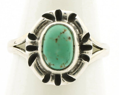 Navajo Ring .925 Silver Kingman Turquoise Artist Signed Gecko C.90's