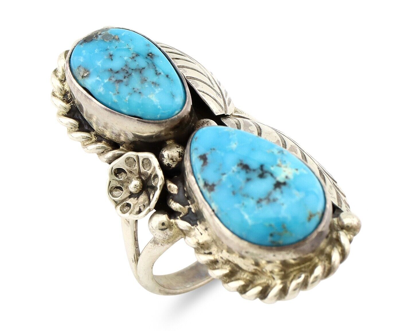 Navajo Handmade Ring 925 Silver Natural Blue Turquoise Native American C.80's