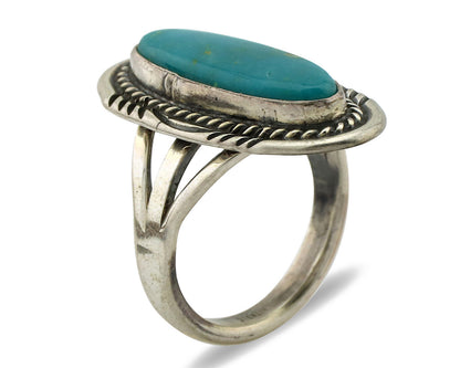 Navajo Ring 925 Silver Turquoise Mountain Artist Signed M Begay C.80's