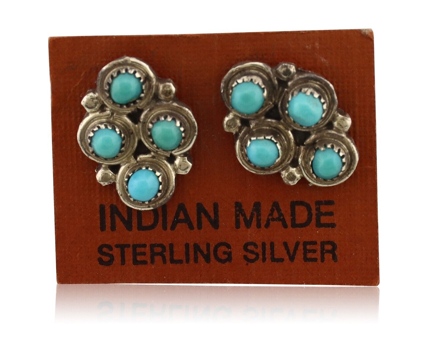 Zuni Earrings 925 Silver Sleeping Beauty Turquoise Native American Artist C.80's