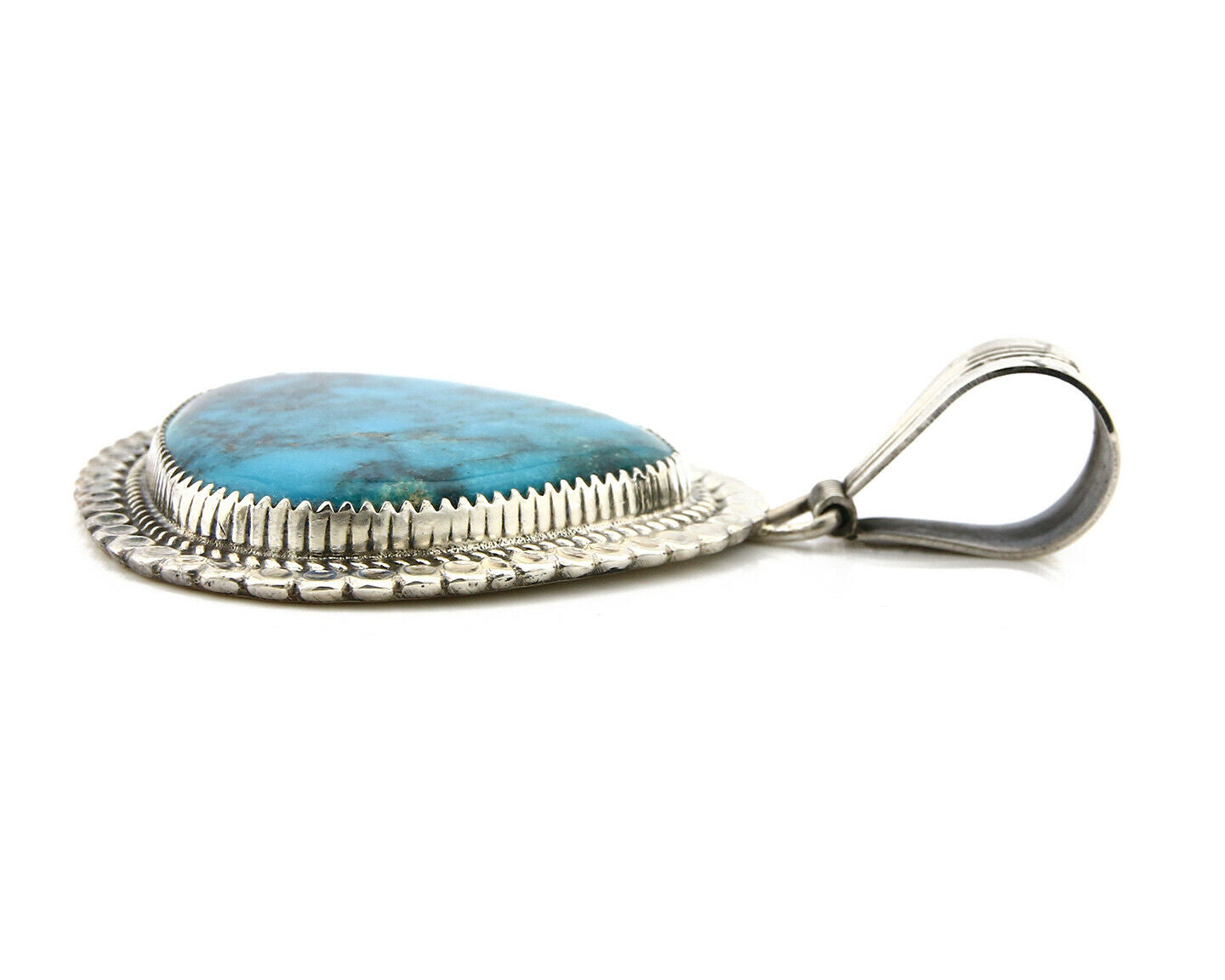 Navajo Pendant .925 Silver Blue Turquoise Signed Artist LTB C.80's