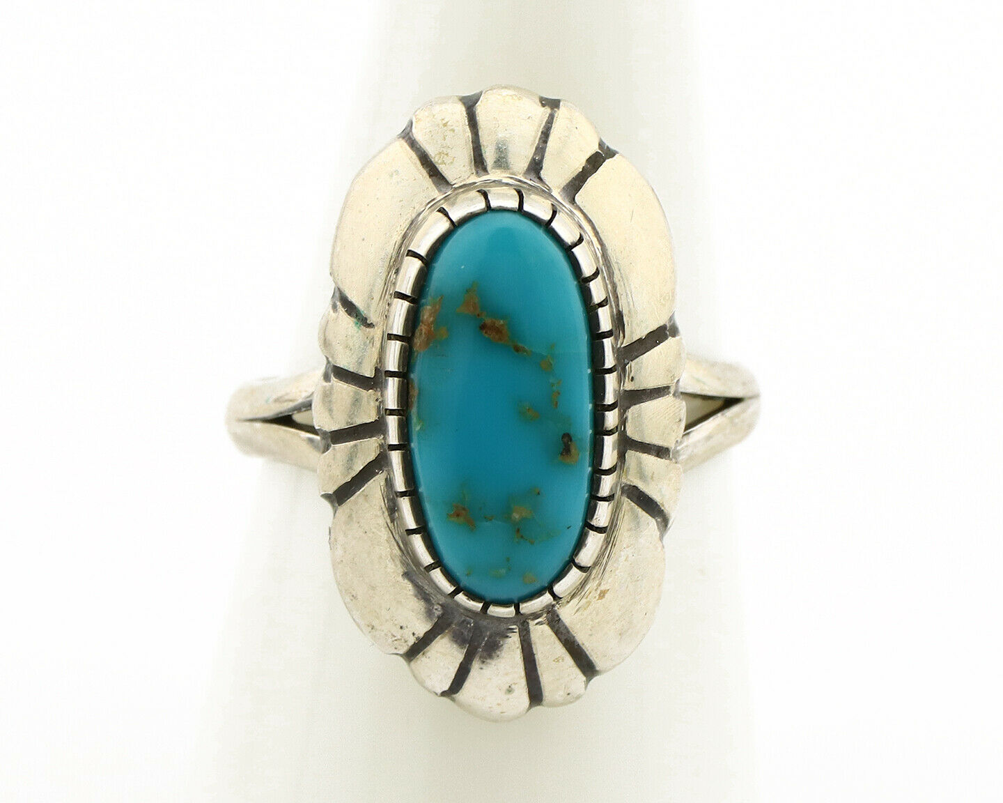 Navajo Ring .925 Silver Arizona Turquoise Signed M Montoya C.80's