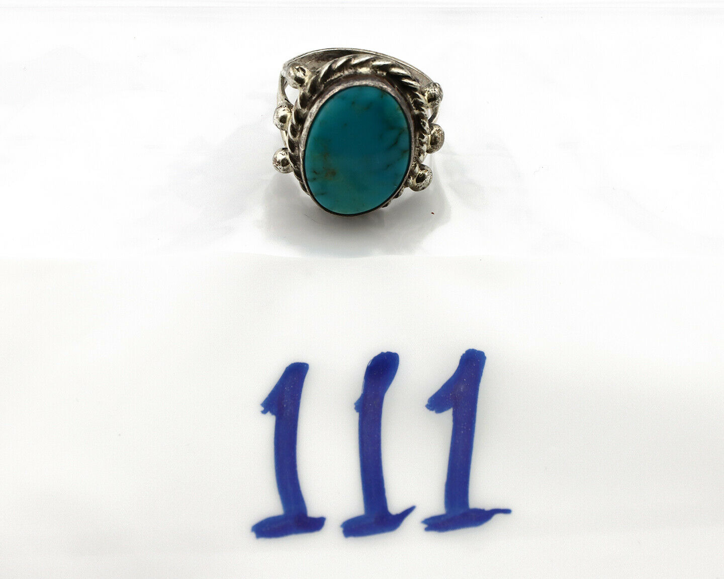 Navajo Ring .925 Silver Arizona Turquoise Handmade Signed MC C80s