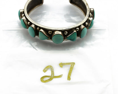 Navajo Bracelet .925 Silver Blue Turquoise Handmade Artist Signed DC C.80's