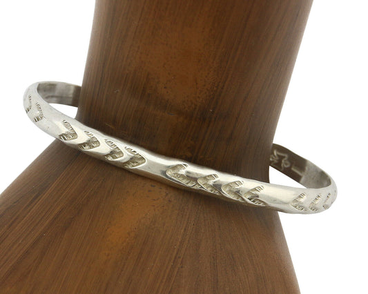 Navajo Bracelet .925 Silver Hand Stamped Arrow Head Artist I Montoya C.80's