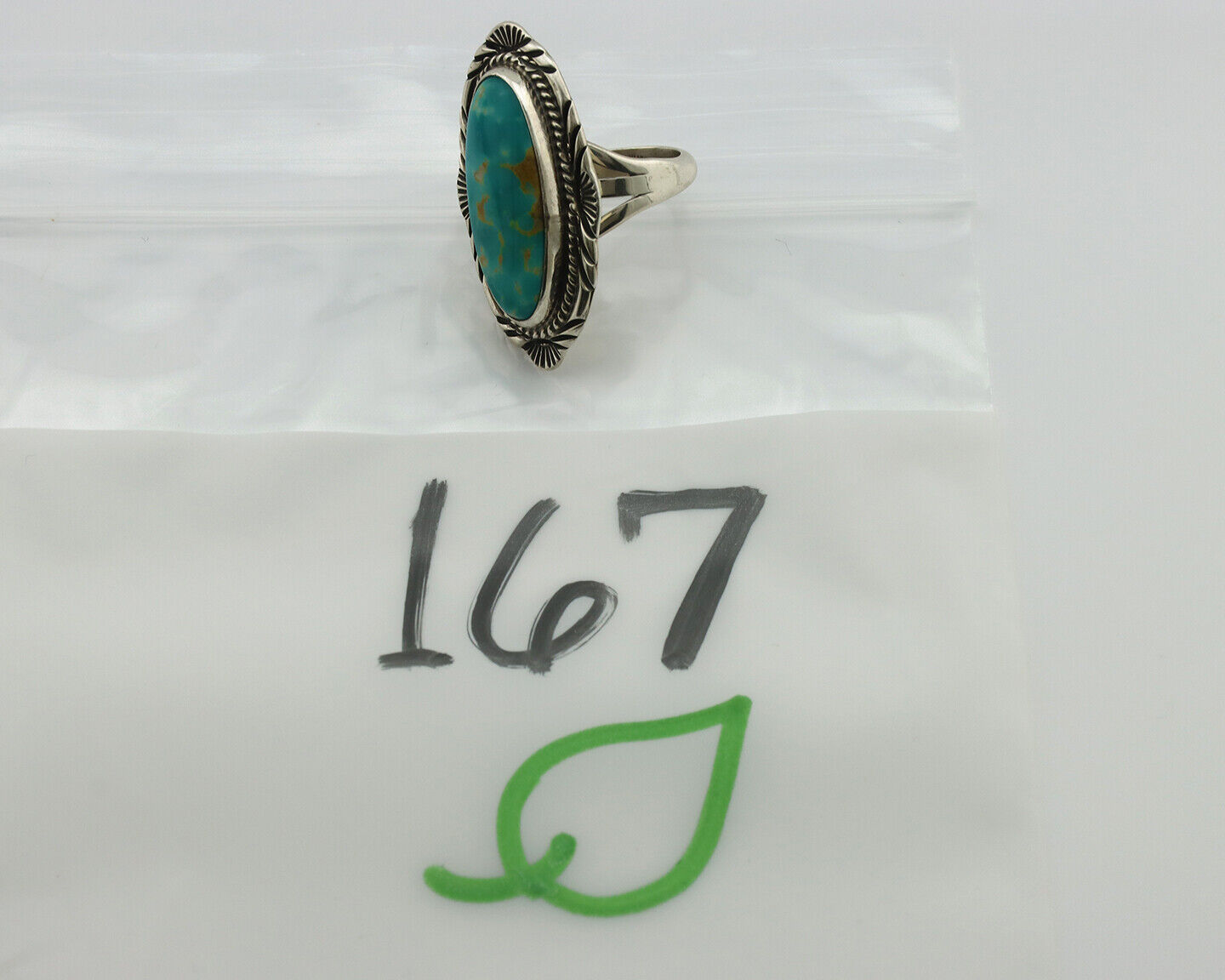 Navajo Ring 925 Silver Natural Blue Turquoise Signed M Begay C.80's