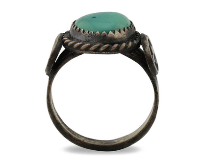 Navajo Ring .925 Silver Kingman Turquoise Artist Signed FA C.80's