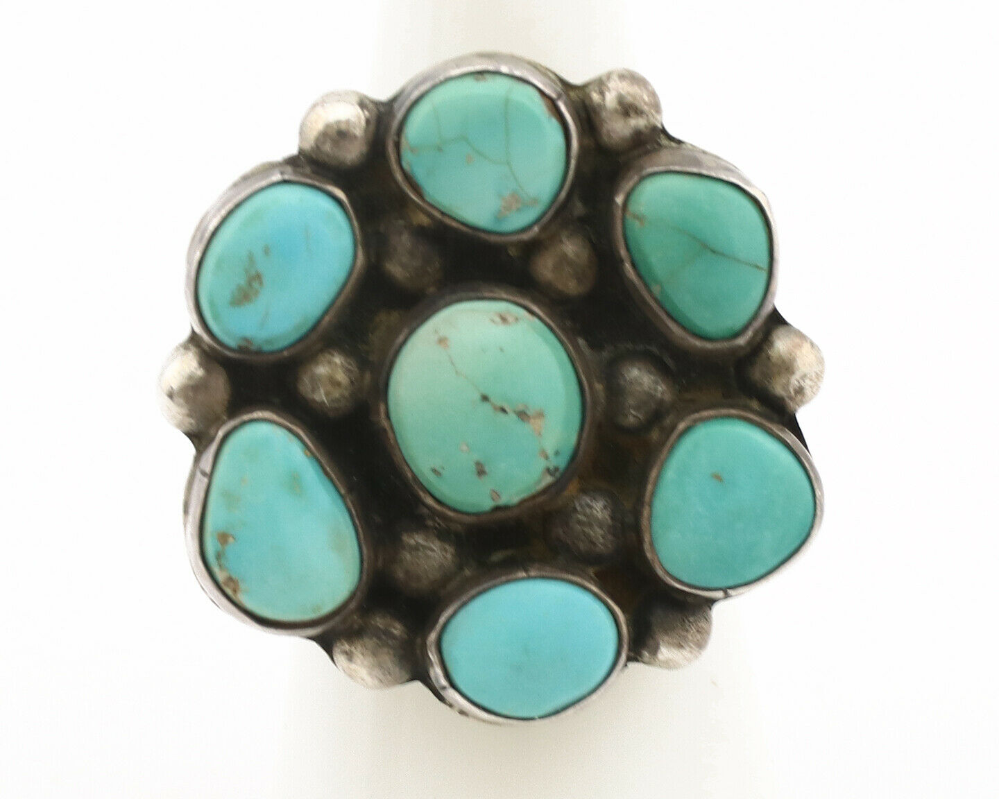 Navajo Ring .925 Silver Kingman Turquoise Artist Signed AG C.80's