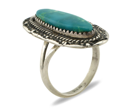 Navajo Ring 925 Silver Natural Blue Turquoise Native American Artist C.1980's