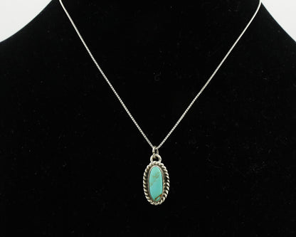 Navajo Necklace .925 Silver Arizona Turquoise Signed Gecko C.1980's