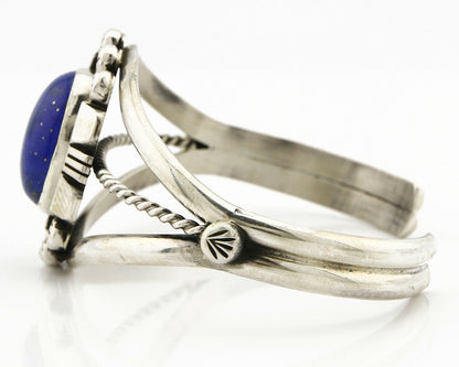 Navajo Bracelet .925 Silver Lapis Lazuli Cuff Signed RY C.90's Handmade