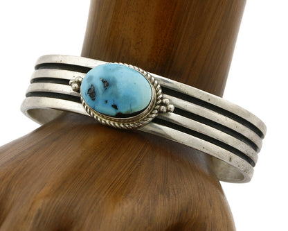 Navajo Bracelet .925 Silver Kingman Turquoise Artist Native American Circa 80's