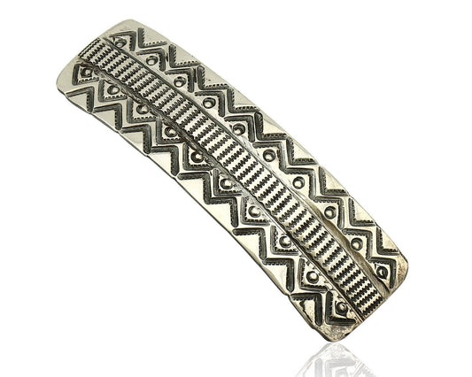 Women's Navajo Hair Clip Barrette .925 Silver Hand Stamped Native Artist C.80's