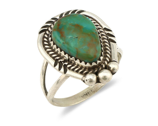 Navajo Ring .925 Silver Kingman Turquoise Artist Signed A C.1980's