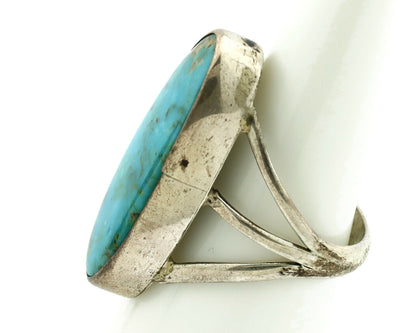 Navajo Ring .925 Silver Nevada Turquoise Native American Artist C.80's