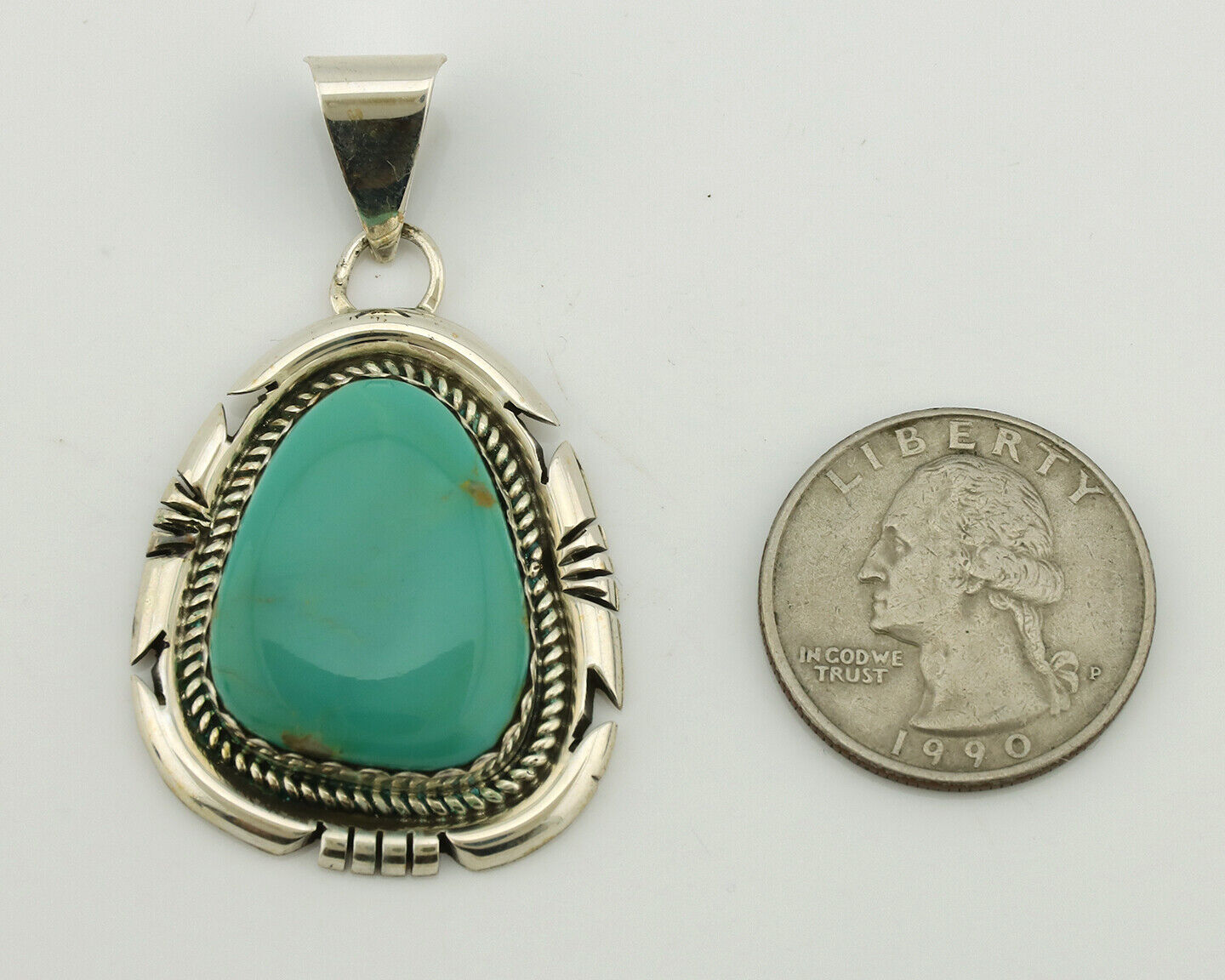 Navajo Necklace .925 Silver Arizona Turquoise Signed Jon McCray C.1980's