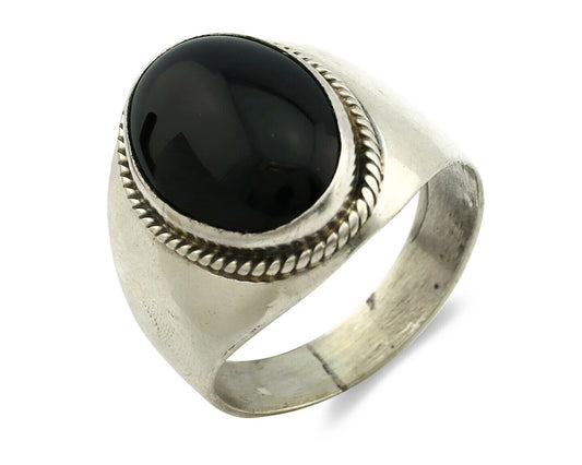 Navajo Ring .925 Silver Handmade Black Onyx Native American Artist C.80's