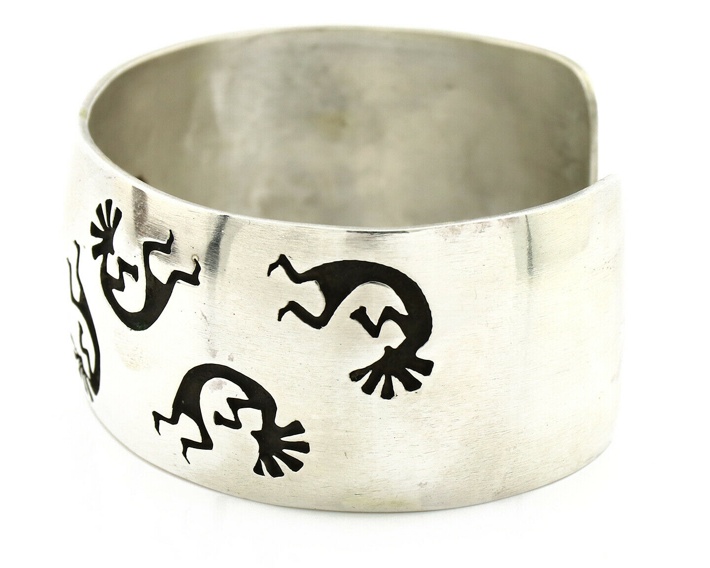 Navajo Bracelet .925 Silver Overlay Kokopelli Signed Artist YM C.80's