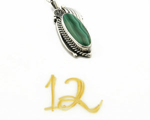 Women's Malachite Handmade Necklace .925 Silver Signed Circle J.W.
