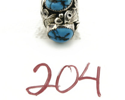 Zuni Ring .925 SOLID Silver Sleeping Beauty Turquoise Signed BC C.1980's