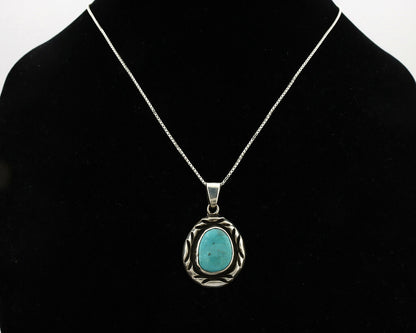 Navajo Necklace .925 Silver Kingman Turquoise Signed C Montoya C.1980's