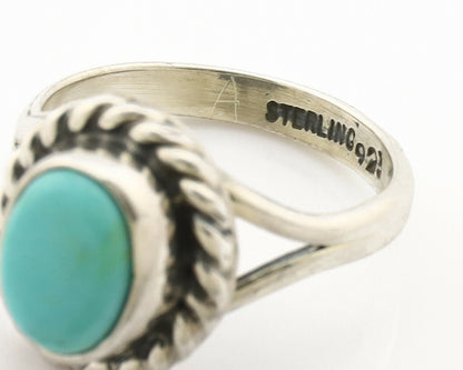 Navajo Ring .925 Silver Kingman Turquoise Artist Signed Gecko C.90's