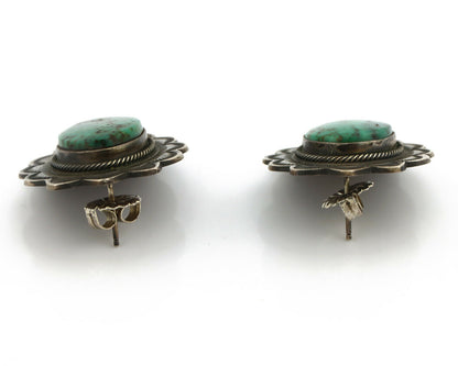 Concho Green Natural Turquoise Post Earrings by PJ Begay