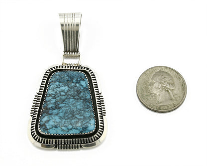 C. 1980's-90's Navajo Artist Begay Natural Turquoise 925 Silver Handmade Pendant
