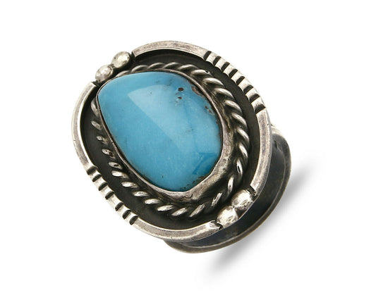 Women's Navajo Ring .925 Silver Blue Gem Turquoise C.80's