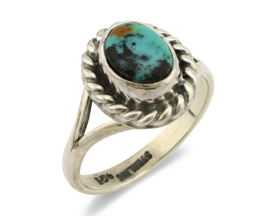 Navajo Ring .925 Silver Kingman Turquoise Artist Signed Gecko C.90's