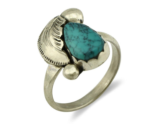 Zuni Ring 925 Silver Spiderweb Turquoise Artist Signed Simplicio C.80's