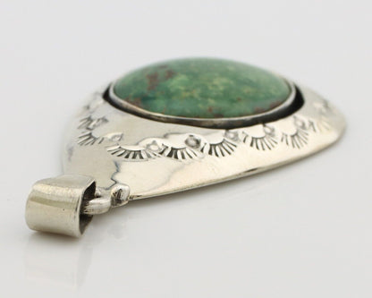 Navajo Pendant 925 Silver Natural Mined Turquoise Artist Signed MC C.80's