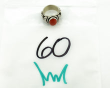 Navajo Ring 925 Silver Natural Mediterranean Coral Artist Signed Tobe Turpen C80