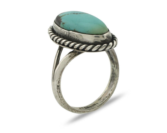 Navajo Handmade Ring .925 Silver Southwest Turquoise Native Artist C.80's