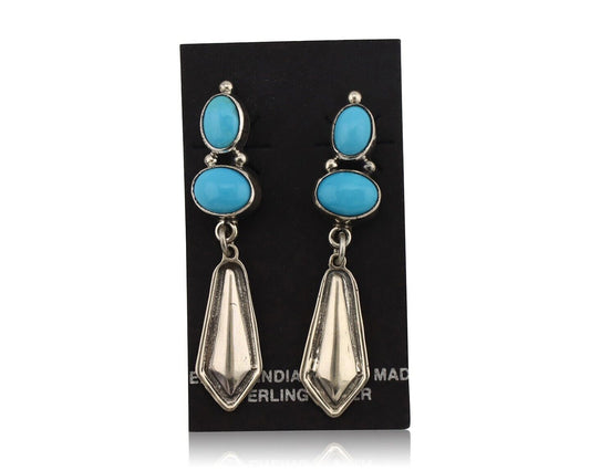 Navajo Earrings 925 Silver Natural Blue Turquoise Native American Earrings C80's