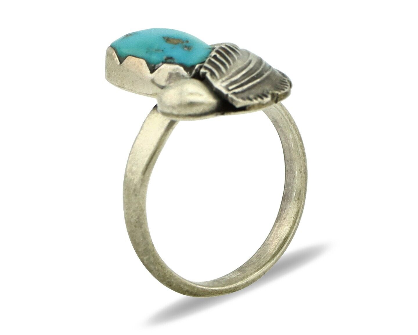 Zuni Ring 925 Silver Natural Blue Gem Turquoise Artist Signed Simplicio C.80's