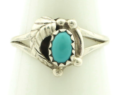 Navajo Ring .925 Silver Natural Blue Turquoise Artist Signed DT C.80's