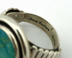 Navajo Ring .925 Silver Kingman Turquoise Artist Doug Zachary C.80's